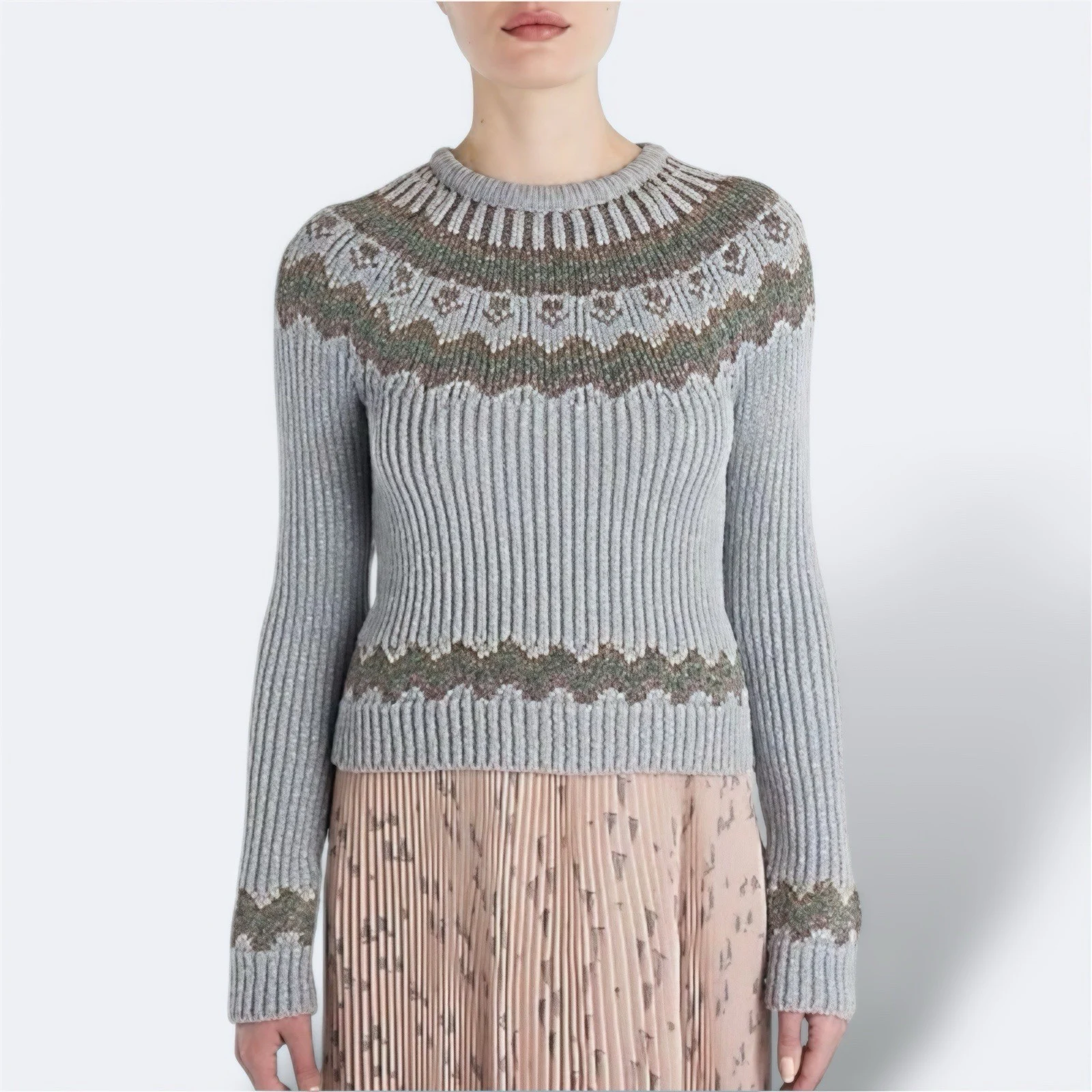 Valentino Fair Isle Wool Jumper AU 8 / US 4 Metallic Knit Vintage Ski Resort