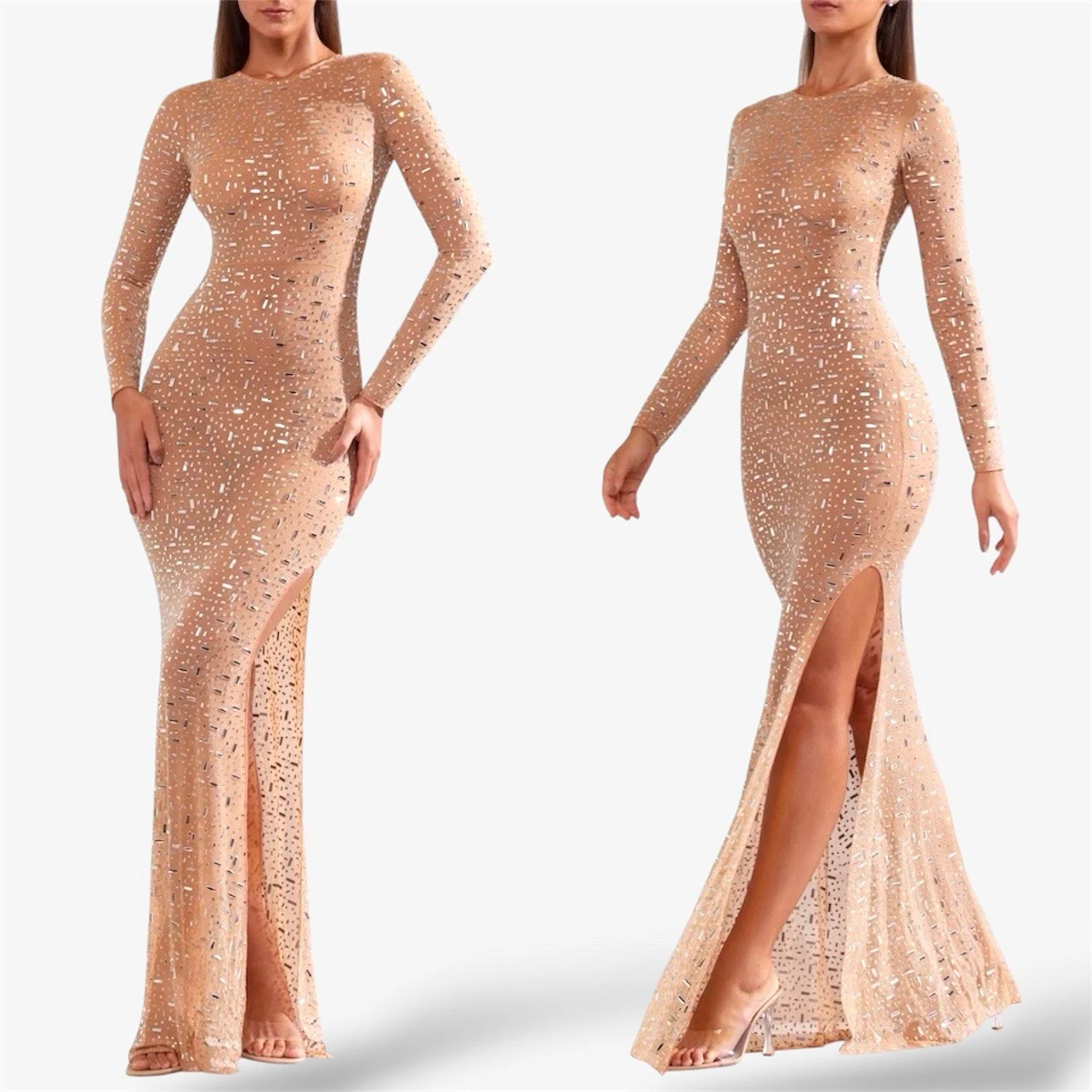 Oh Polly Portia Embellished Mesh Maxi AU 6 / US 2 / XS Sheer Cocktail Glam Dress