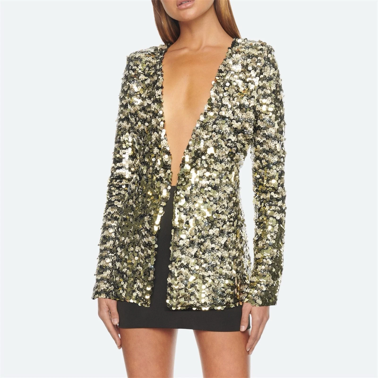 Eliya The Label Carlee Star Sequin Blazer XS / AU 6 / US 2 Gold Party Jacket