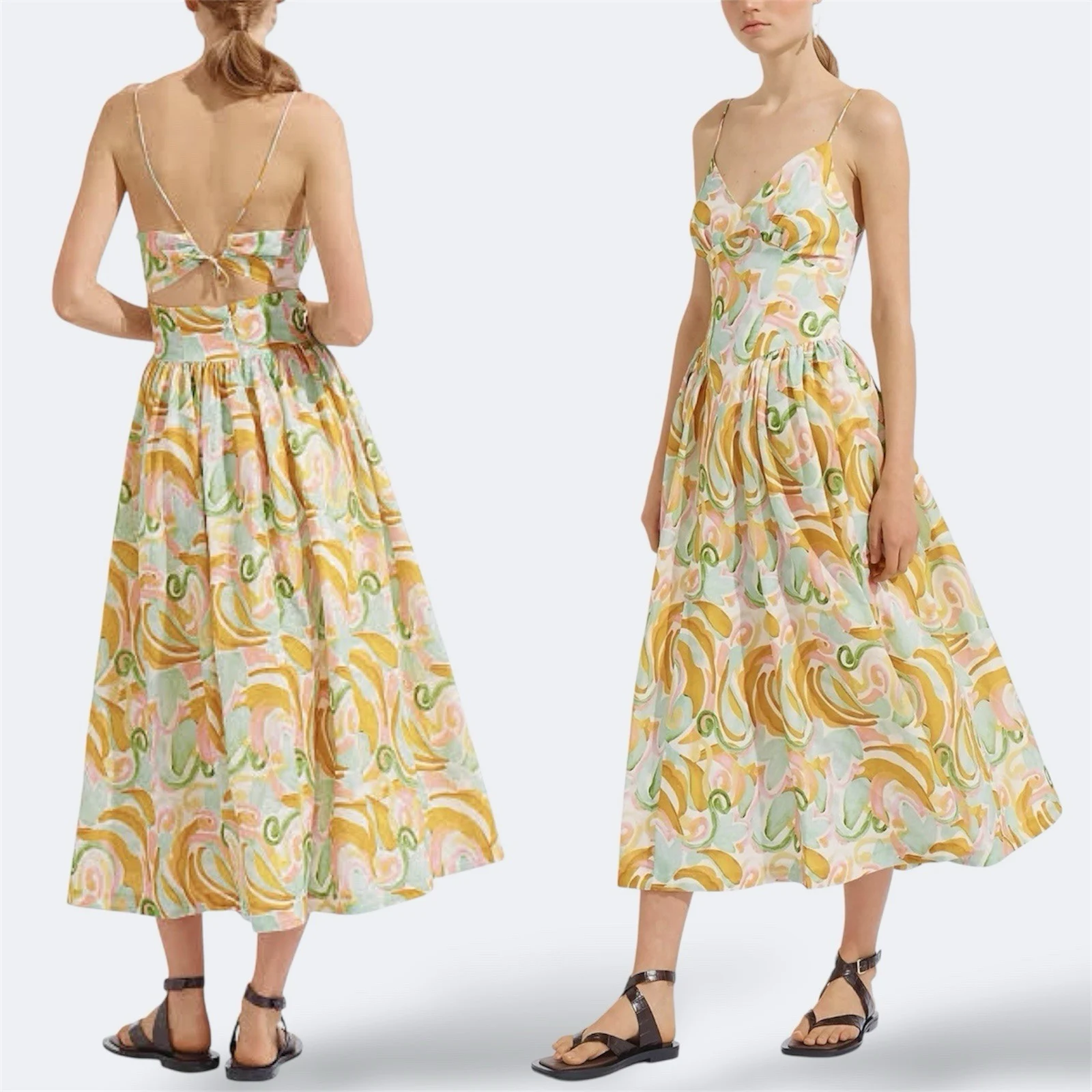 Steele Jasmine Allegra Maxi Dress L / AU 12 / US 8 Tropical Linen Resort Summer