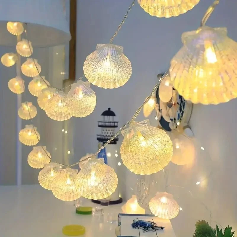Seashell String Fairy Lights 1.5m Home Decor Summer Beach Party Mermaid Theme